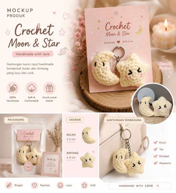 crochet star & moon (bundling)